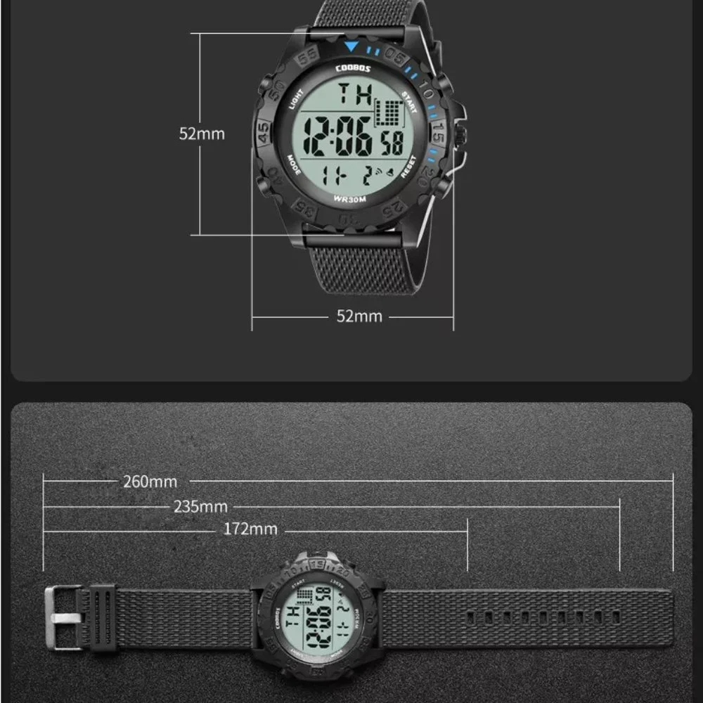 Men's Sports Digital Watch, Water Resist, Calendar, Alarm, Stopwatch Back Light